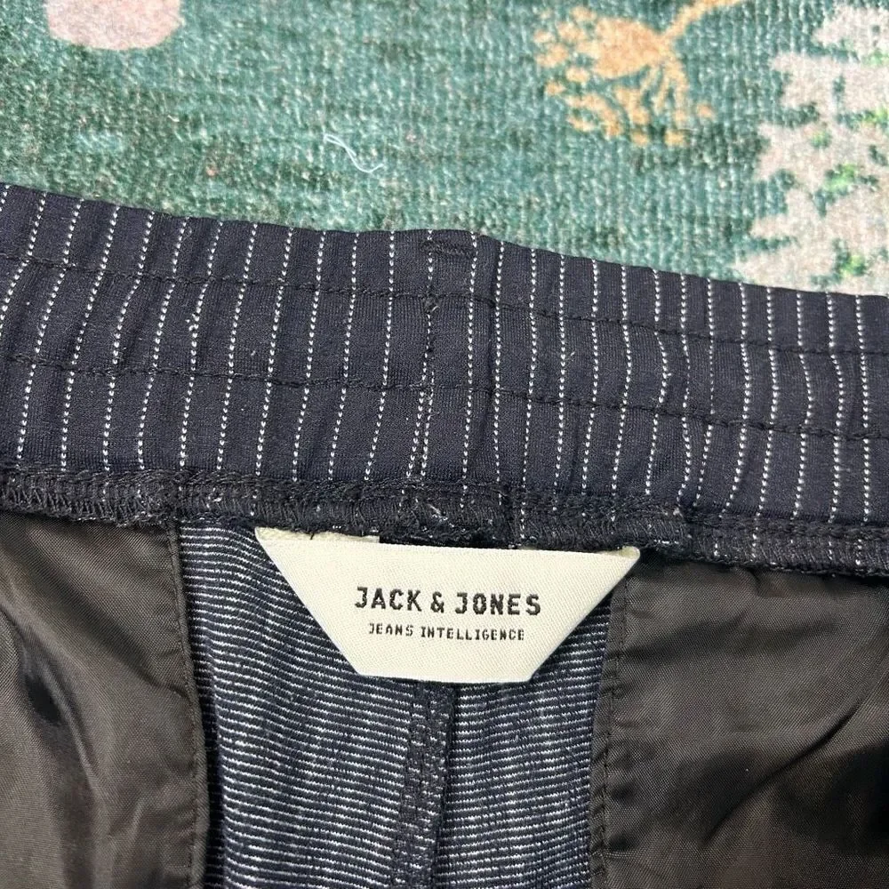 Jack & Jones Pants men’s Size 30 Navy Blue White Tapered Vega Pinstripe Trouser